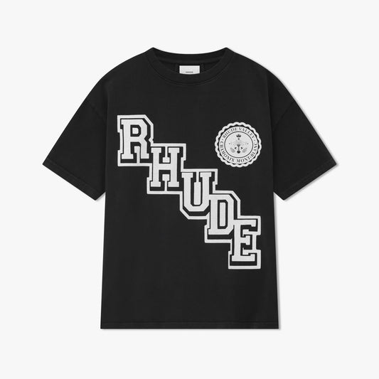 Rhude Vintage Black Collegiate Crest T-Shirt