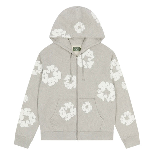 Denim Tears Grey Cotton Wreath Zip Hoodie