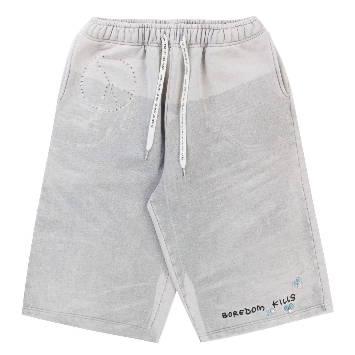 Boredom Kills Grey Denim Print Shorts