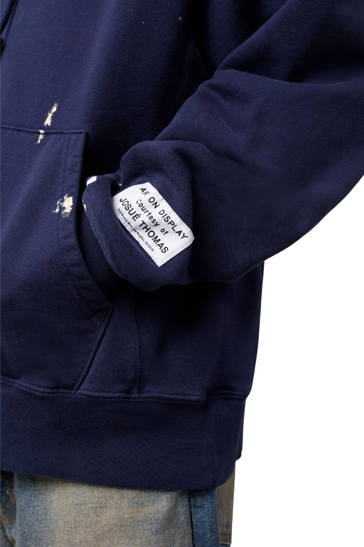 Gallery Dept Washed Navy Logo Paint Splattered Hoodie
