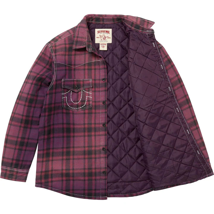 Supreme True Religion Purple Quilted Lined Plaid Flannel