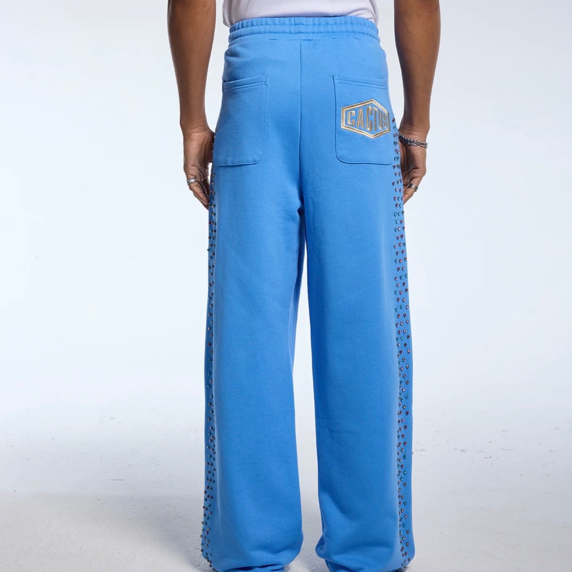 AZVA Baby Blue Crystal Cactus Sweatpants