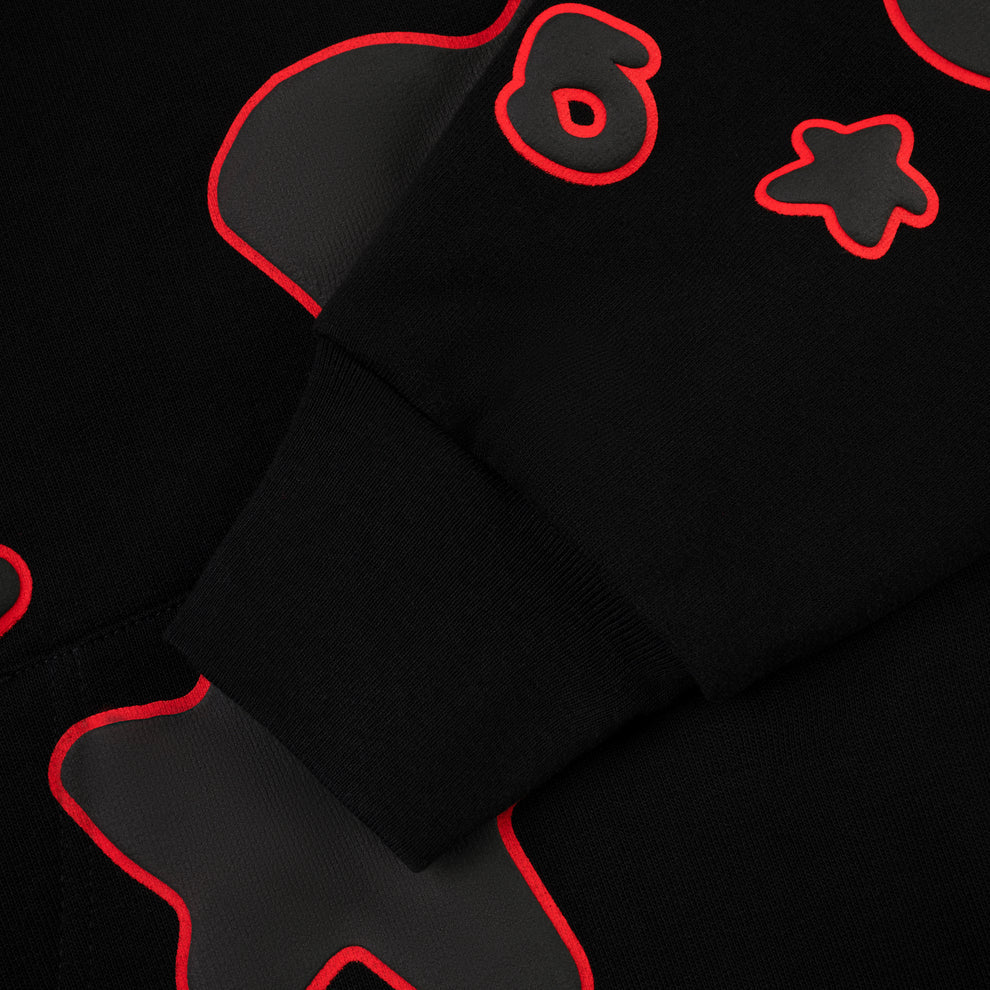 Sp5der Black Red Beluga Outline Hoodie
