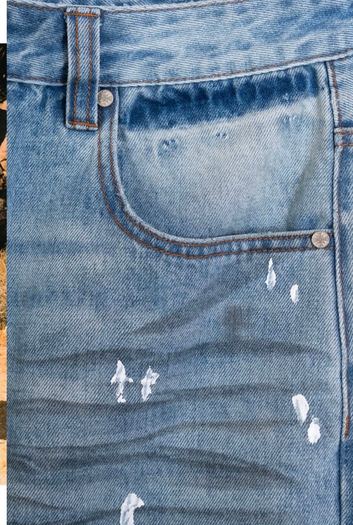 We Are Righteous Blue Dirty Denim Pants