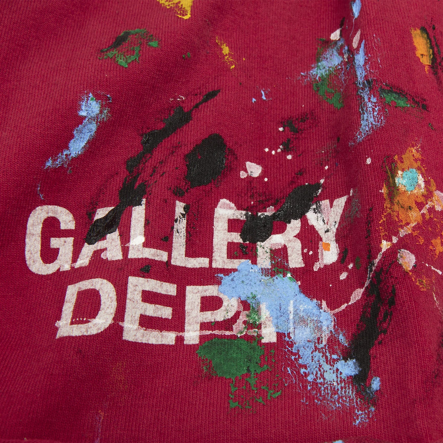 Gallery Dept Red Paint Insomnia Shorts Close Up Logo