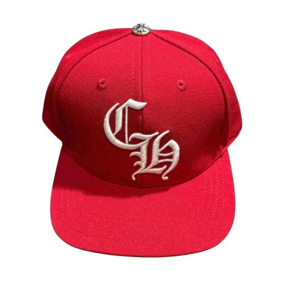 Chrome Hearts Red White 6 Panel Snapback Hat