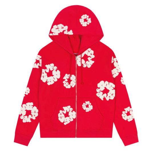 Denim Tears Red Cotton Wreath Zip Hoodie