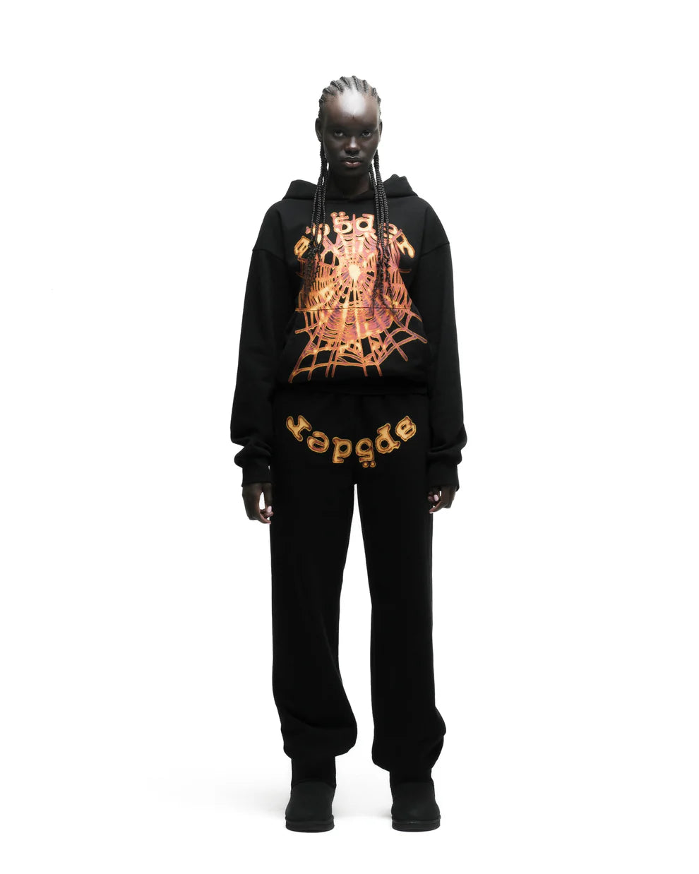Sp5der Black Orange OG Web V2 Sweatpants