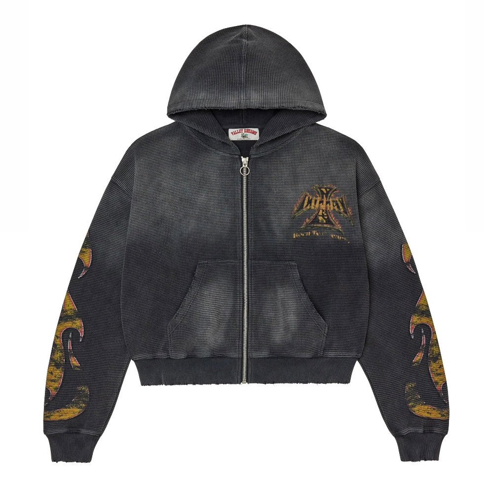 Vale Black Reborn Waffle Zip Hoodie