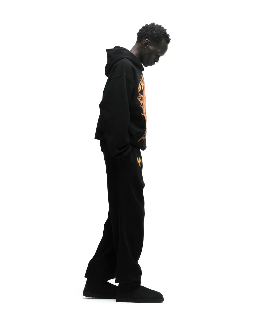 Sp5der Black Orange OG Web V2 Sweatpants