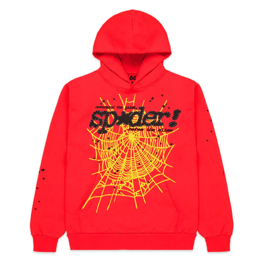 Sp5der Red P*NK V2 Hoodie Front VIew