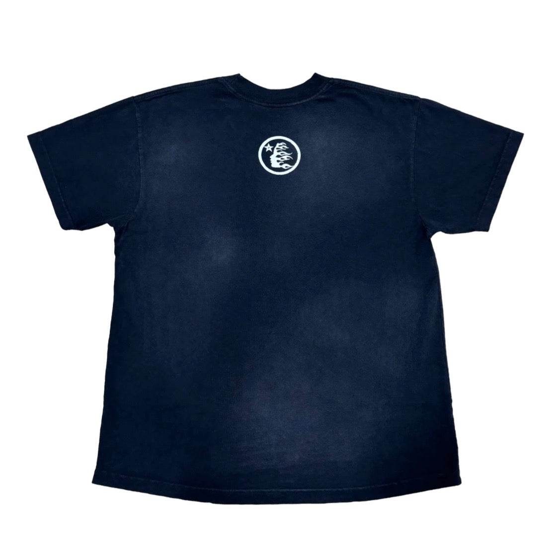 Hellstar Black Brainwashed Tee plain back with a small circular logo at the upper back