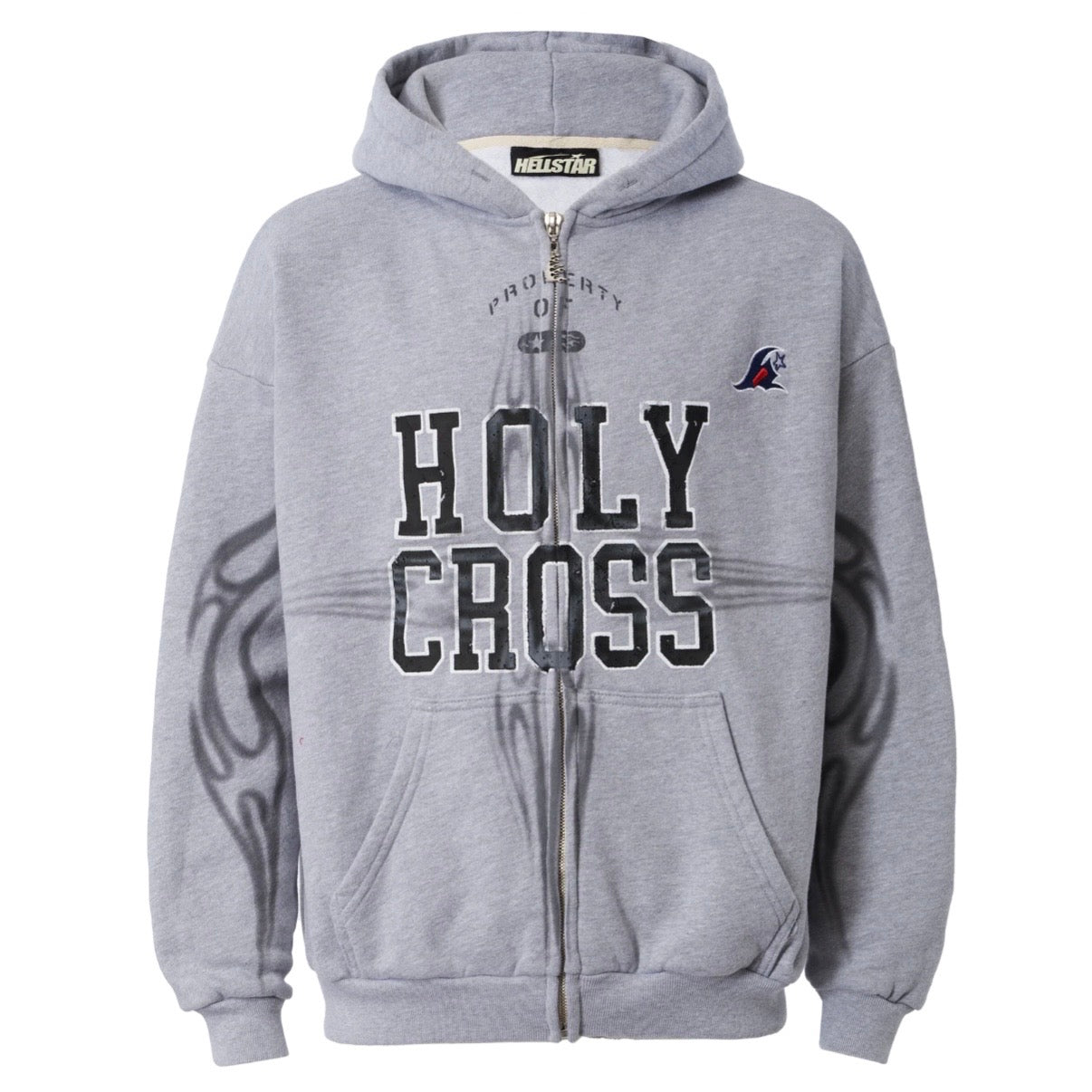 Hellstar Heather Grey Holy Cross Zip Hoodie