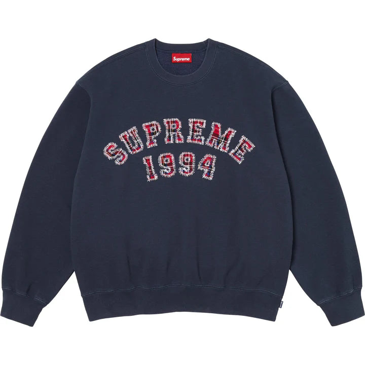 Supreme Navy Plaid Arc Crewneck