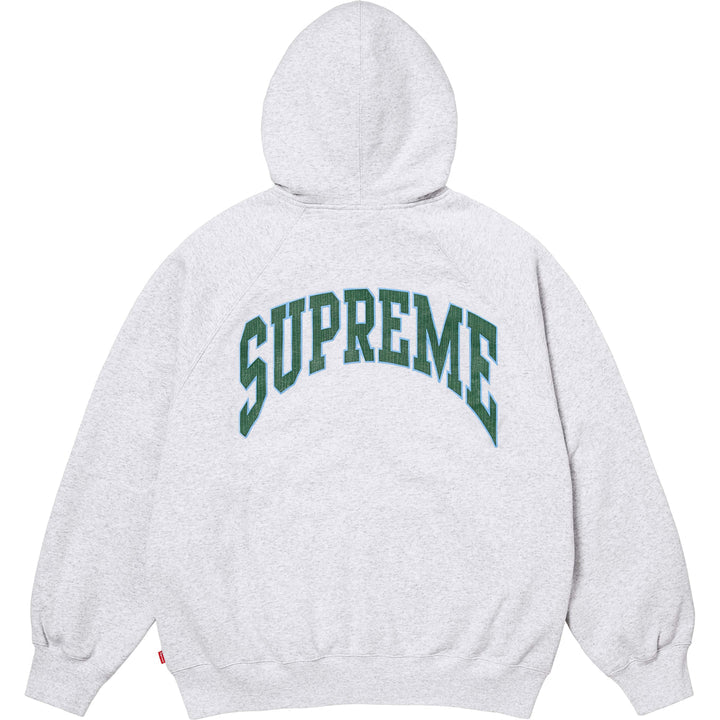 Supreme Ash Grey Cracked Raglan Zip Hoodie