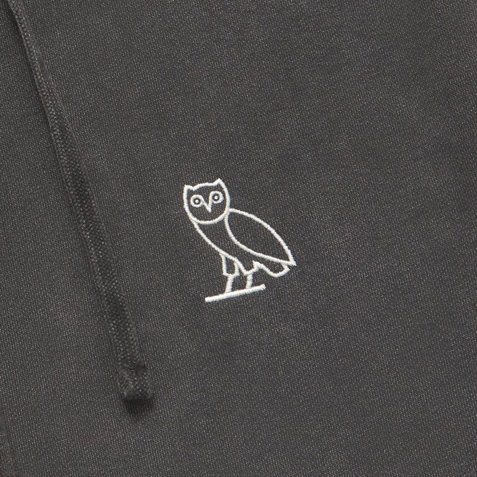 OVO Washed Black Silver Zip Hoodie Close View 2
