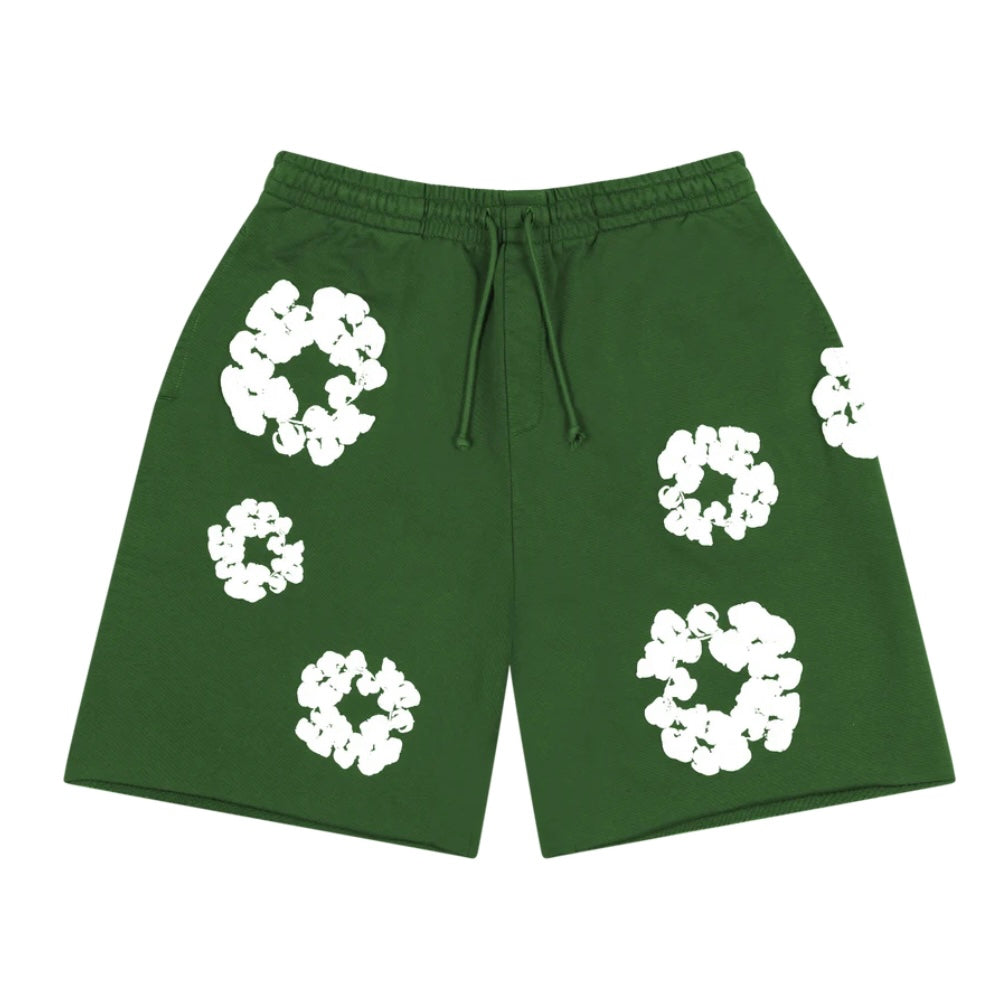 Denim Tears Green Cotton Wreath Shorts