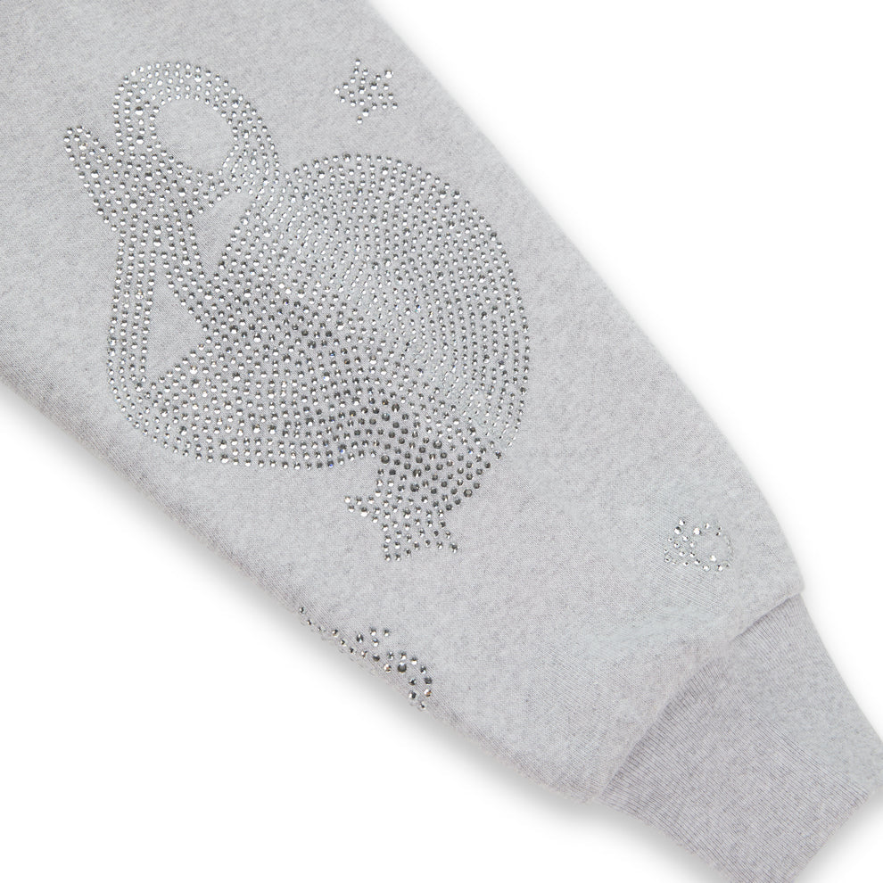 Sp5der Heather Grey Rhinestone Beluga Hoodie