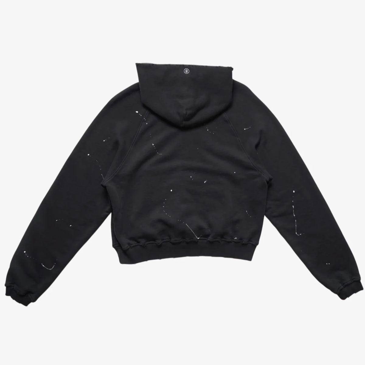 Back of the Bottega Desires Easton Ellis half zip hoodie with paint flecks