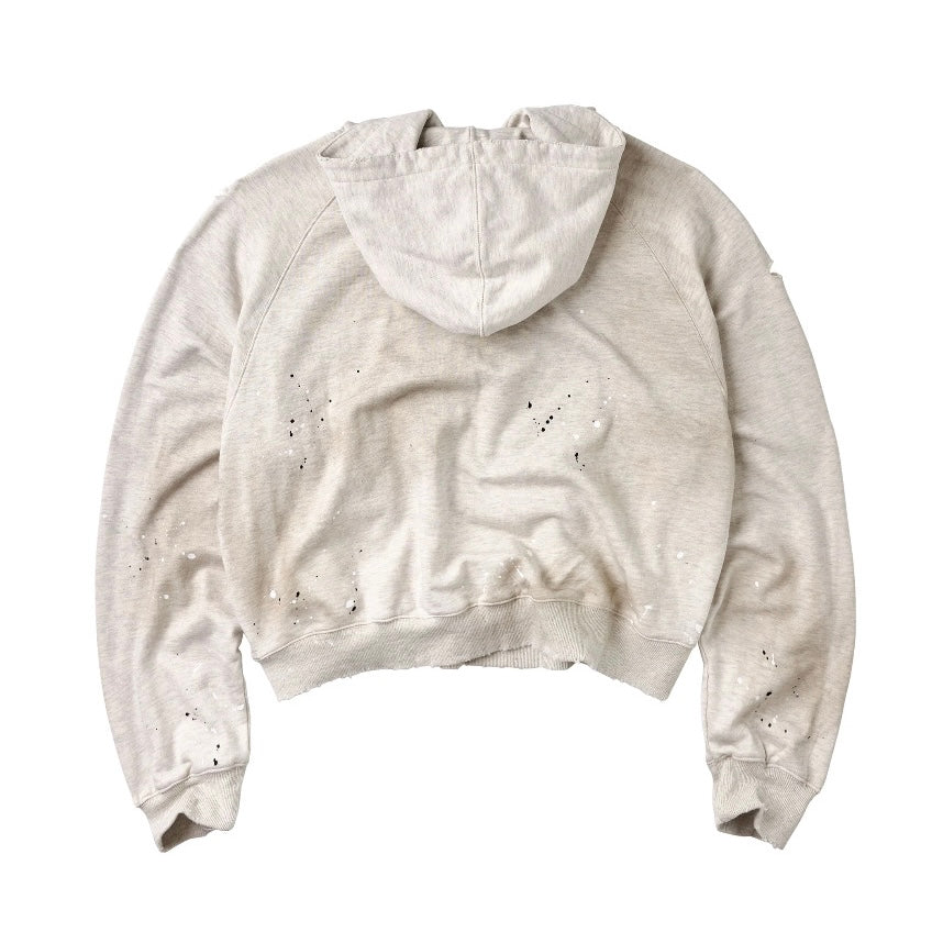 Vale Manhattan VSU Hoodie back view in washed cream with a boxy cropped shape