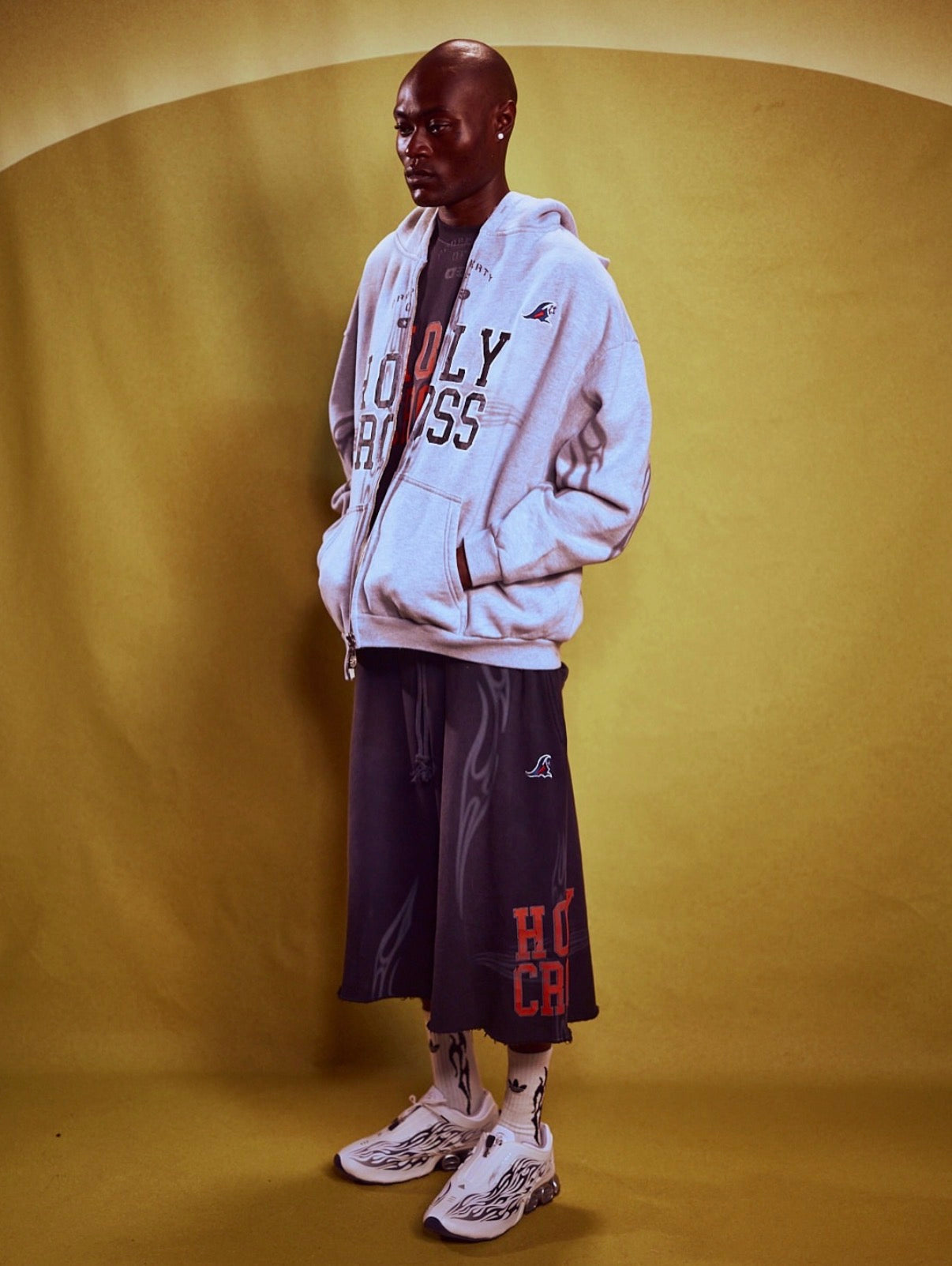 Hellstar Heather Grey Holy Cross Zip Hoodie