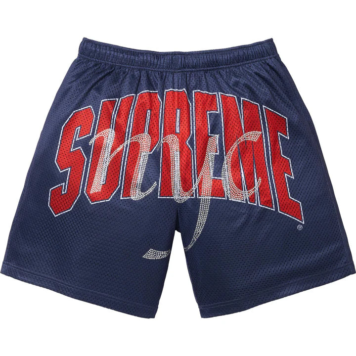 Supreme Navy Rhinestone Mesh Shorts