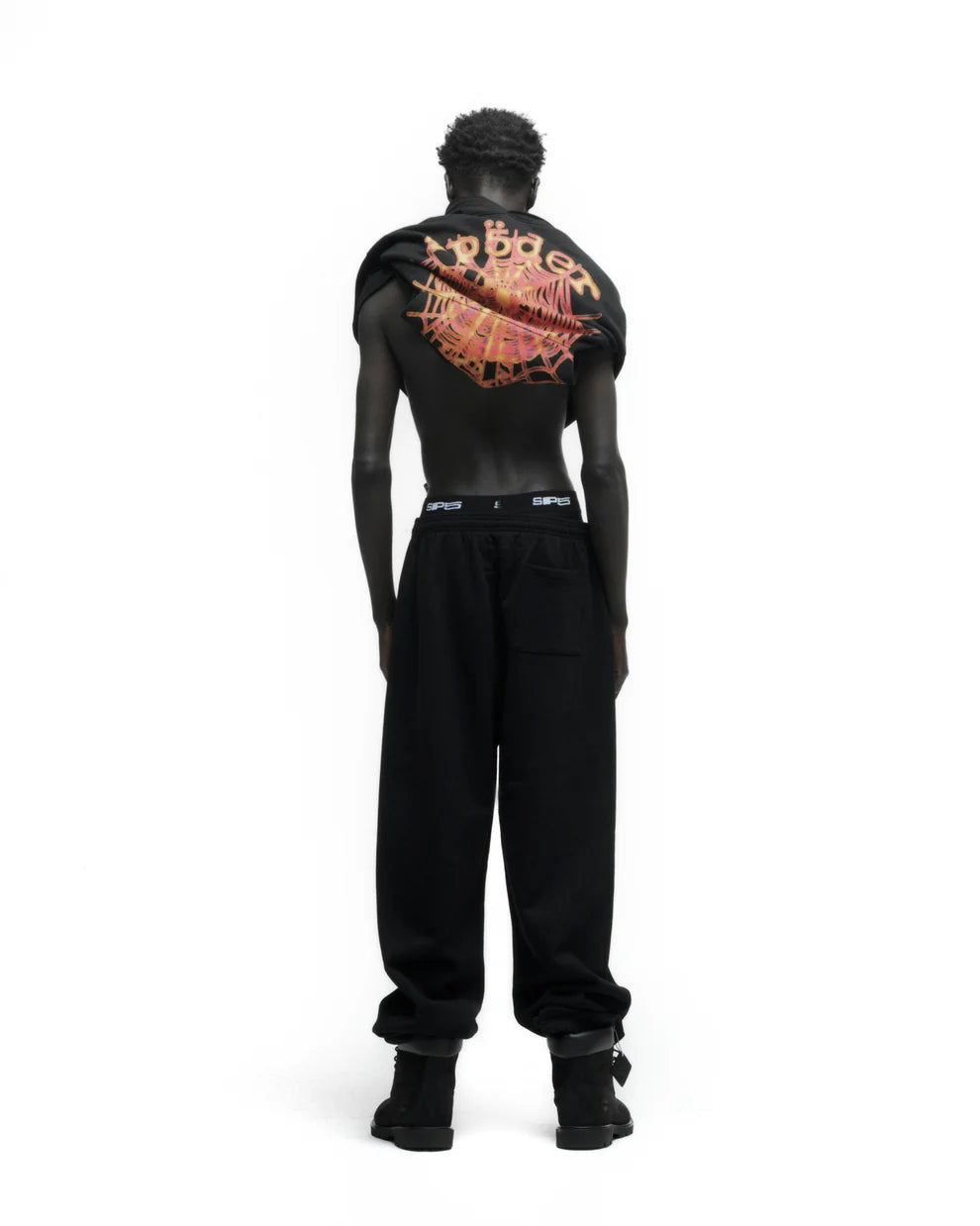 Sp5der Black Orange OG Web V2 Sweatpants