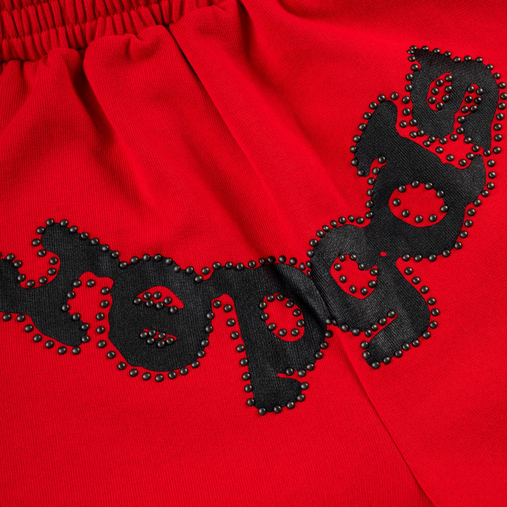 Sp5der Red OG Studded Shorts