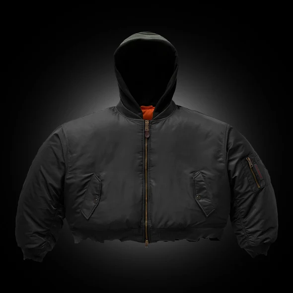 GV Gallery Black Hooded Bomber Jacket