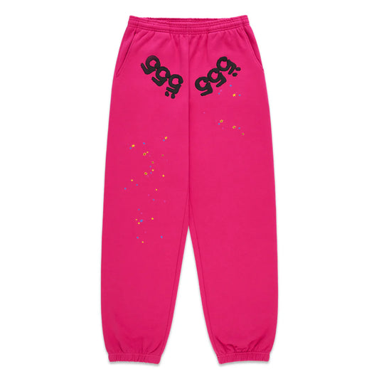 Sp5der Pink Black Angel Number Sweatpants