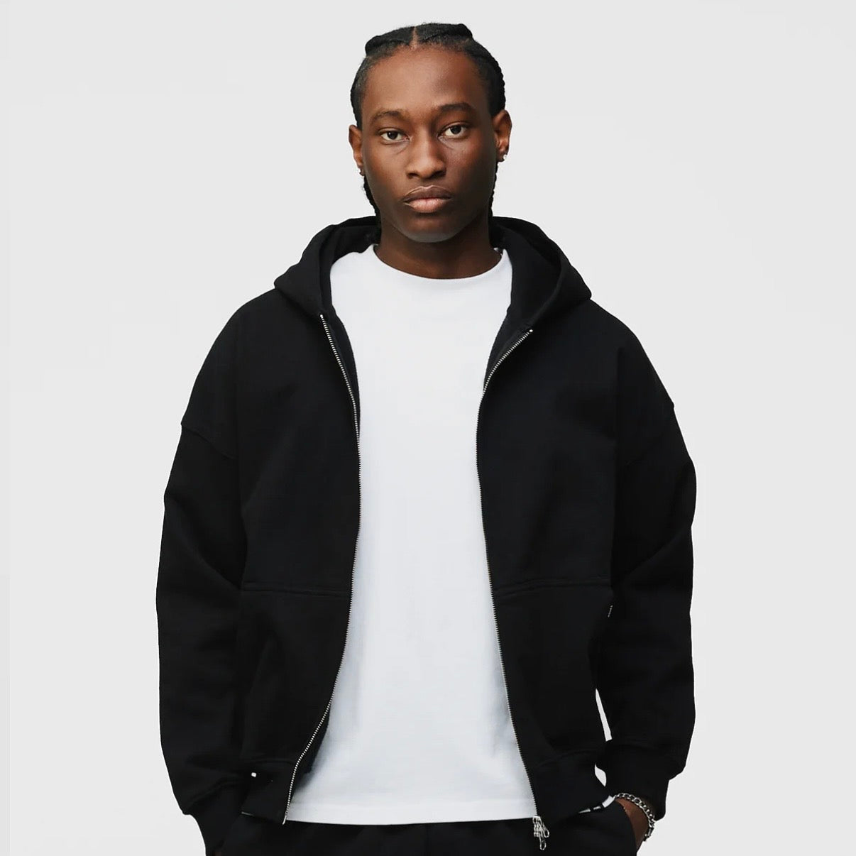 Hours Black Blank Zip Hoodie