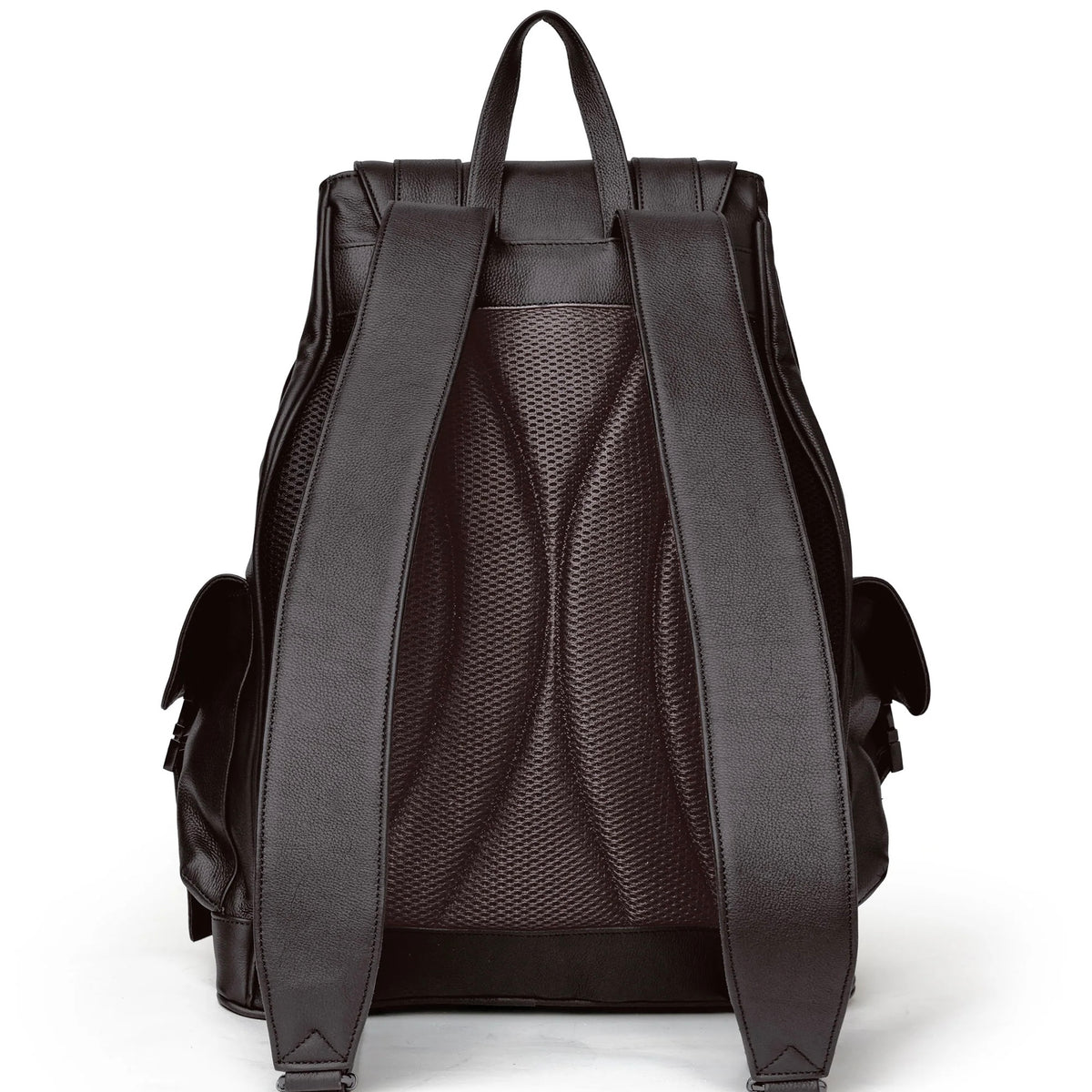 Vale Chocolate Tactician Backpack back panel with contoured mesh padding and shoulder straps