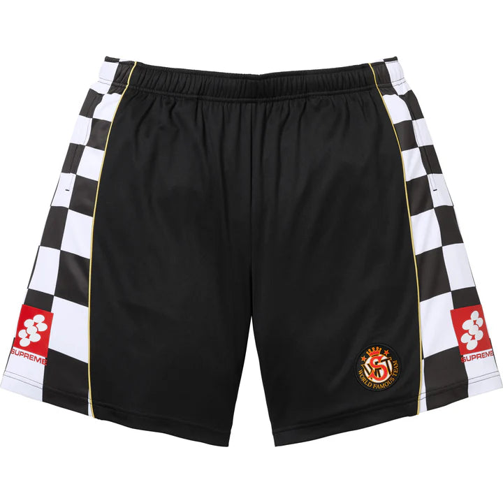 Supreme Black Checkerboard Soccer Shorts
