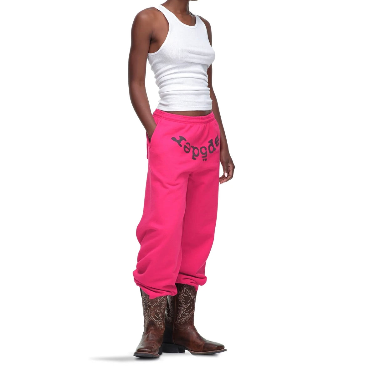 Sp5der Pink Black Legacy Sweatpants On Body Female