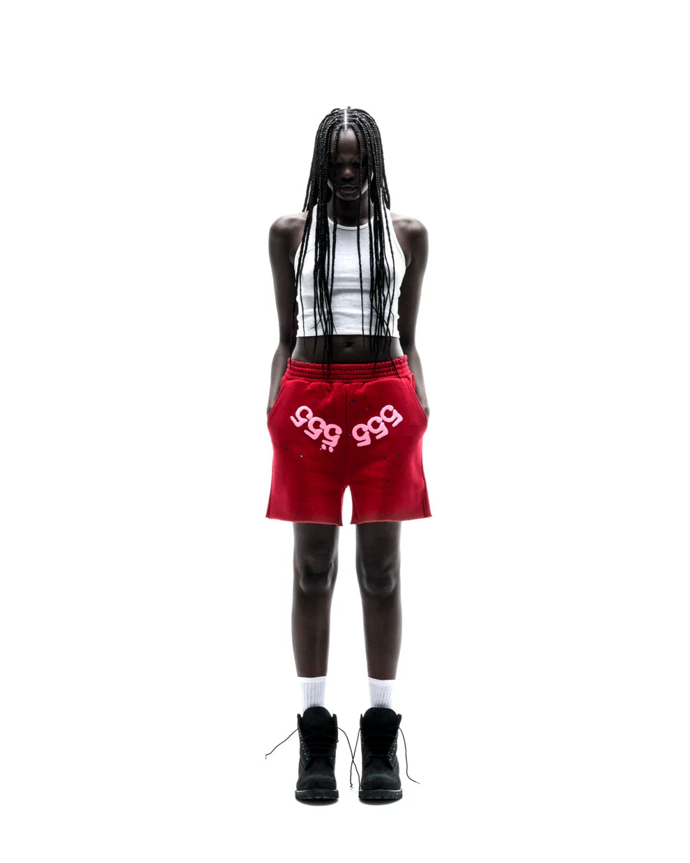 Sp5der Merlot Angel Number Sweat Shorts