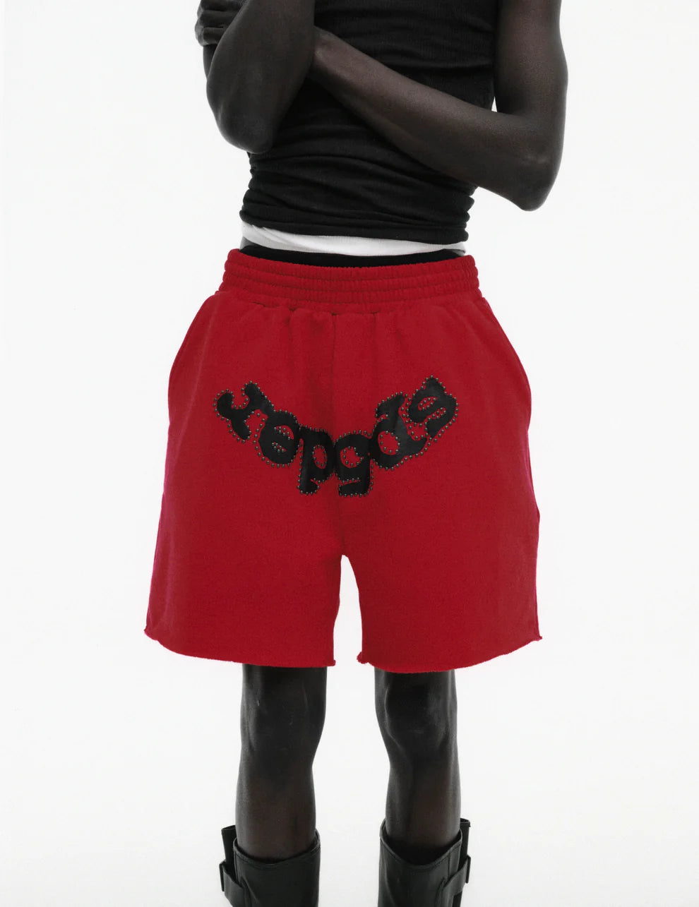 Sp5der Red OG Studded Shorts