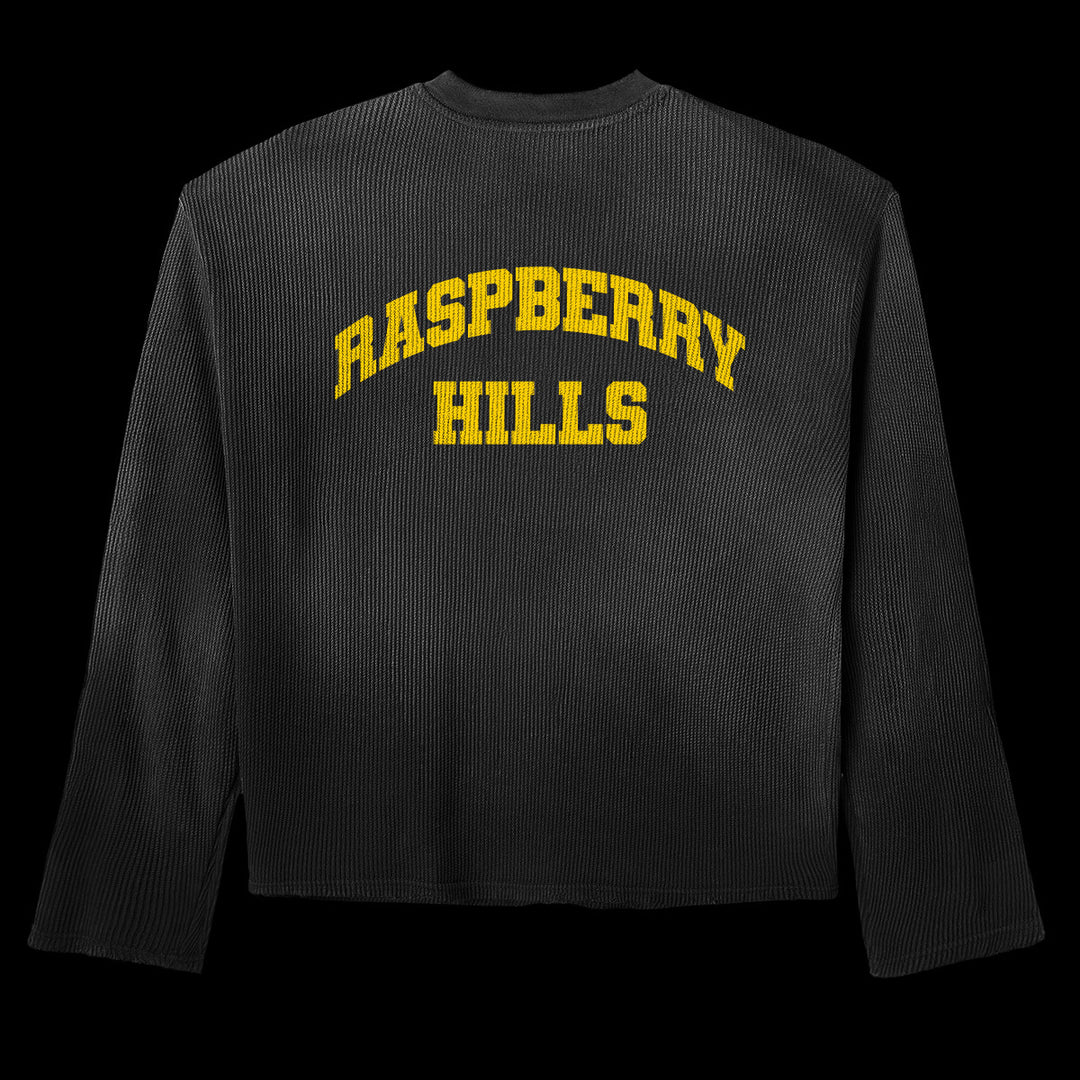 Back of the GV Gallery Khalifa Thermal with yellow arched Raspberry Hills print