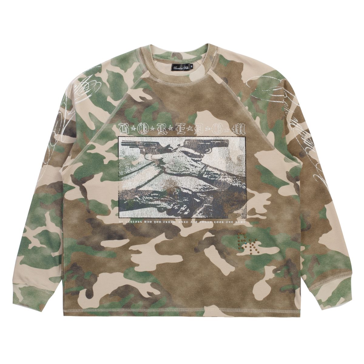 Boredom Kills Trust Camo Waffle Thermal Long Sleeve