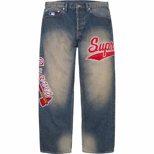 Supreme Mitchell & Ness Braves Washed Indigo Loose Fit Jeans