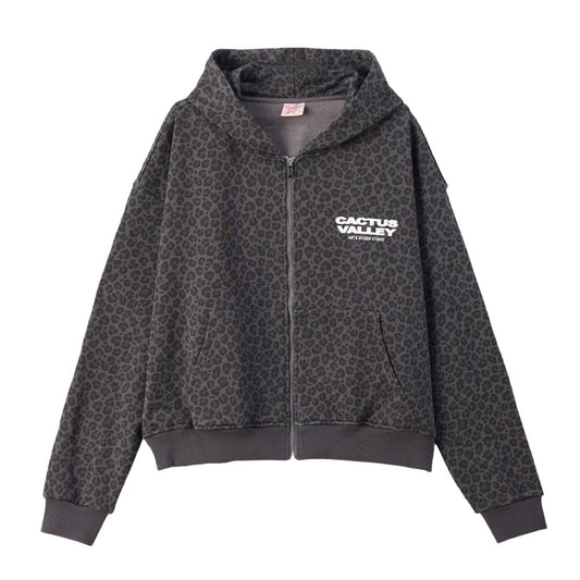 AZVA Black Leopard Art Zip Hoodie