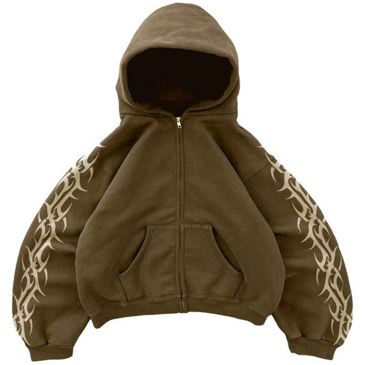 Bravest Studios Brown Tribal Zip Hoodie