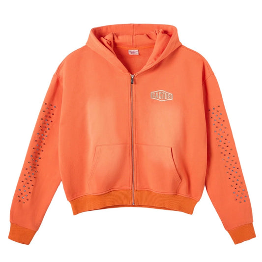 AZVA Orange Crystal Cactus Zip Hoodie