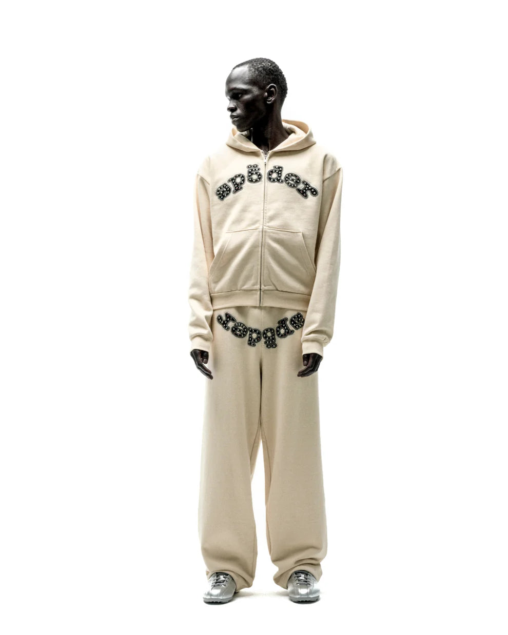 Sp5der Cream Mixed Stone OG V2 Zip Hoodie