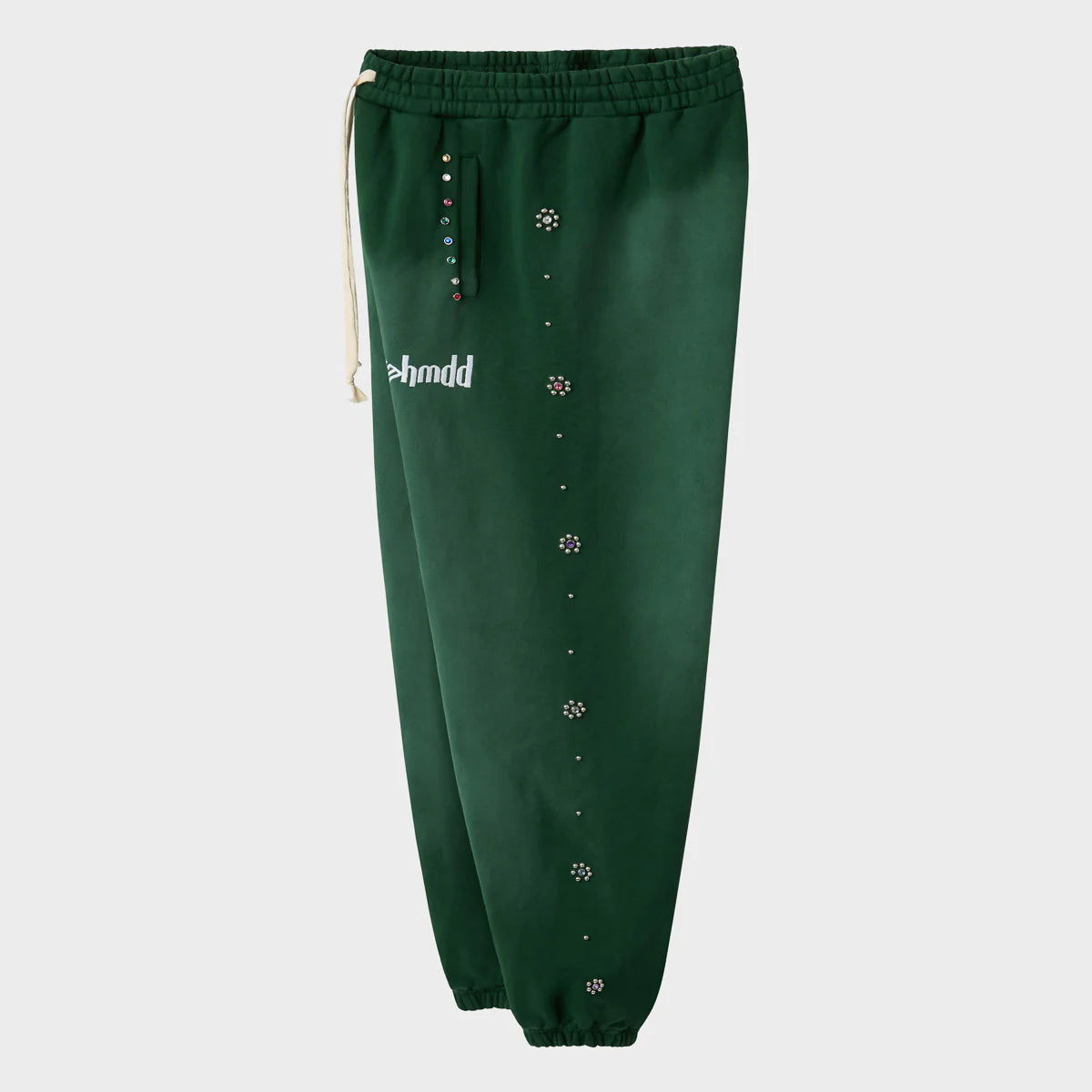 HMDD Green Flower Studded Scrunch Sweatpants