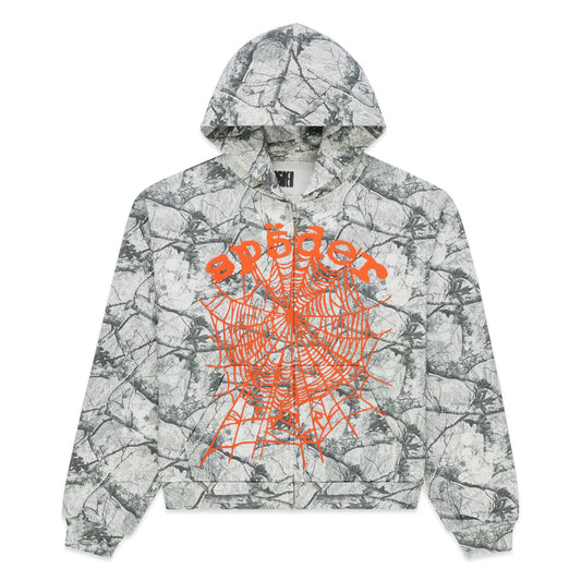 Sp5der White Camo Real Tree OG Web V2 Zip Hoodie