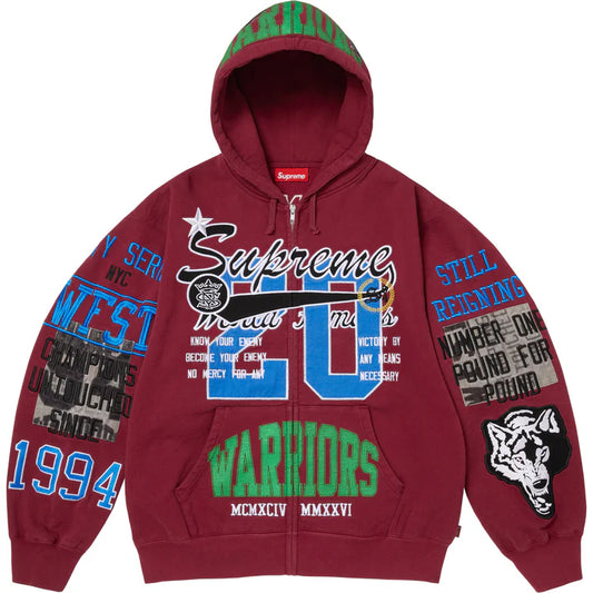 Supreme Cardinal Warriors Applique Zip Hoodie