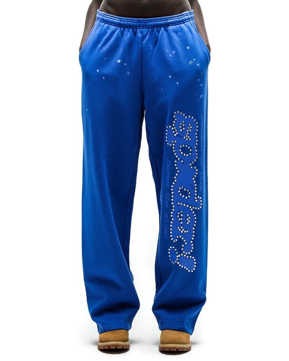 Sp5der Blue Rhinestone Punk V2 Sweatpants