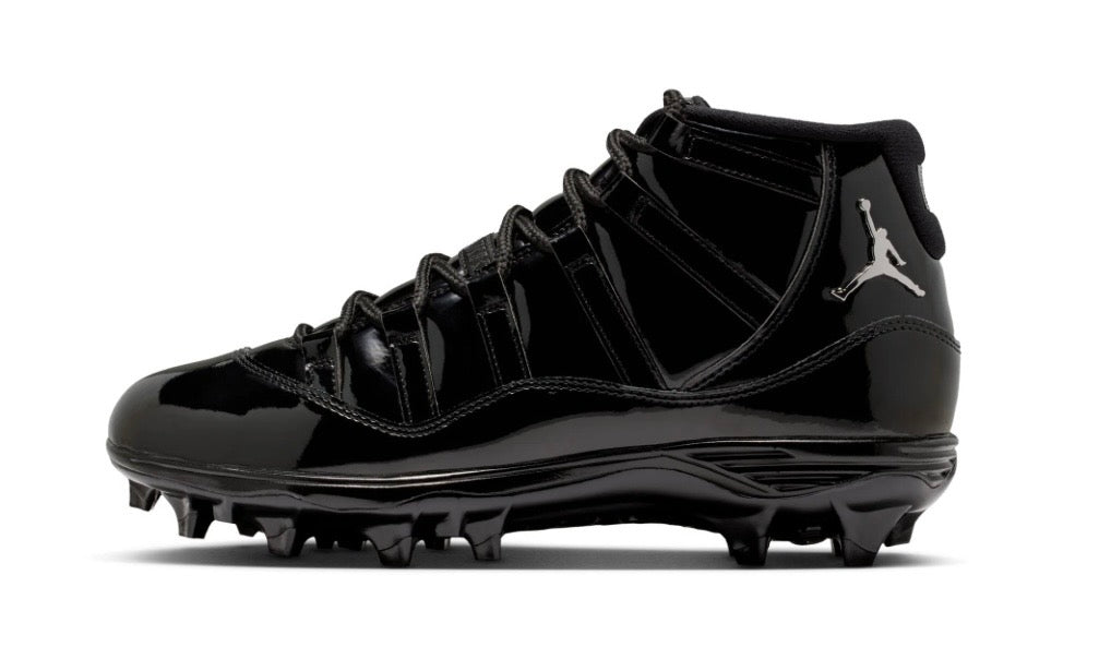Jordan 11 Mid TD Patent Black Cleats