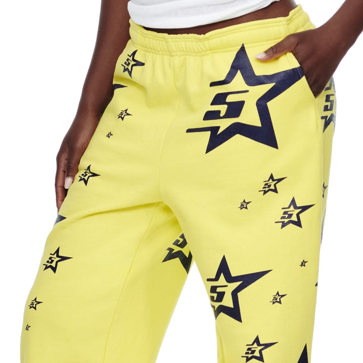Sp5der Yellow 5Star Sweatpants On Body 1