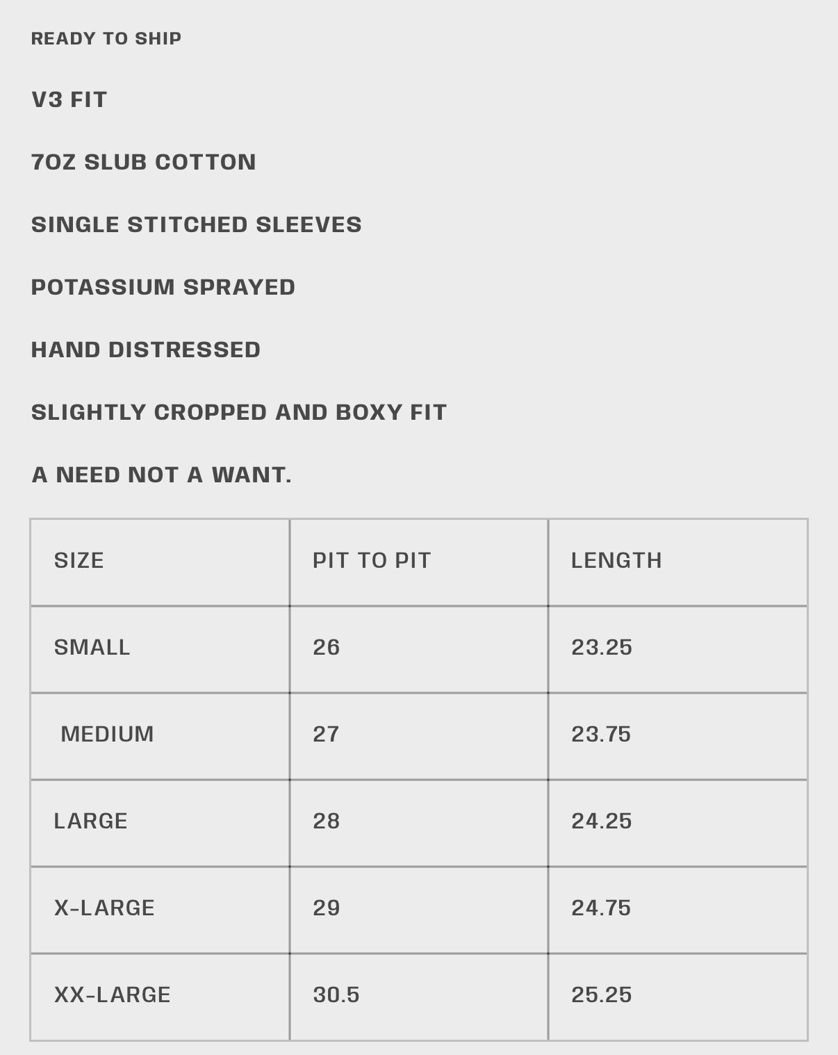HMDD Stole That T-Shirt, size guide listing small through XX-large with pit to pit and length measurements